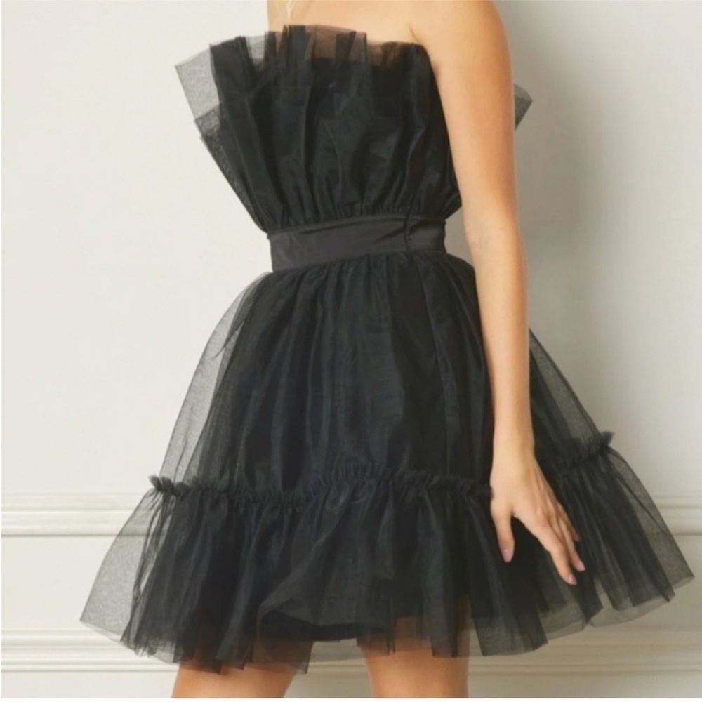 New Dance & Marvel Black Strapless Tulle Mini Dress size Small - Picture 1 of 11